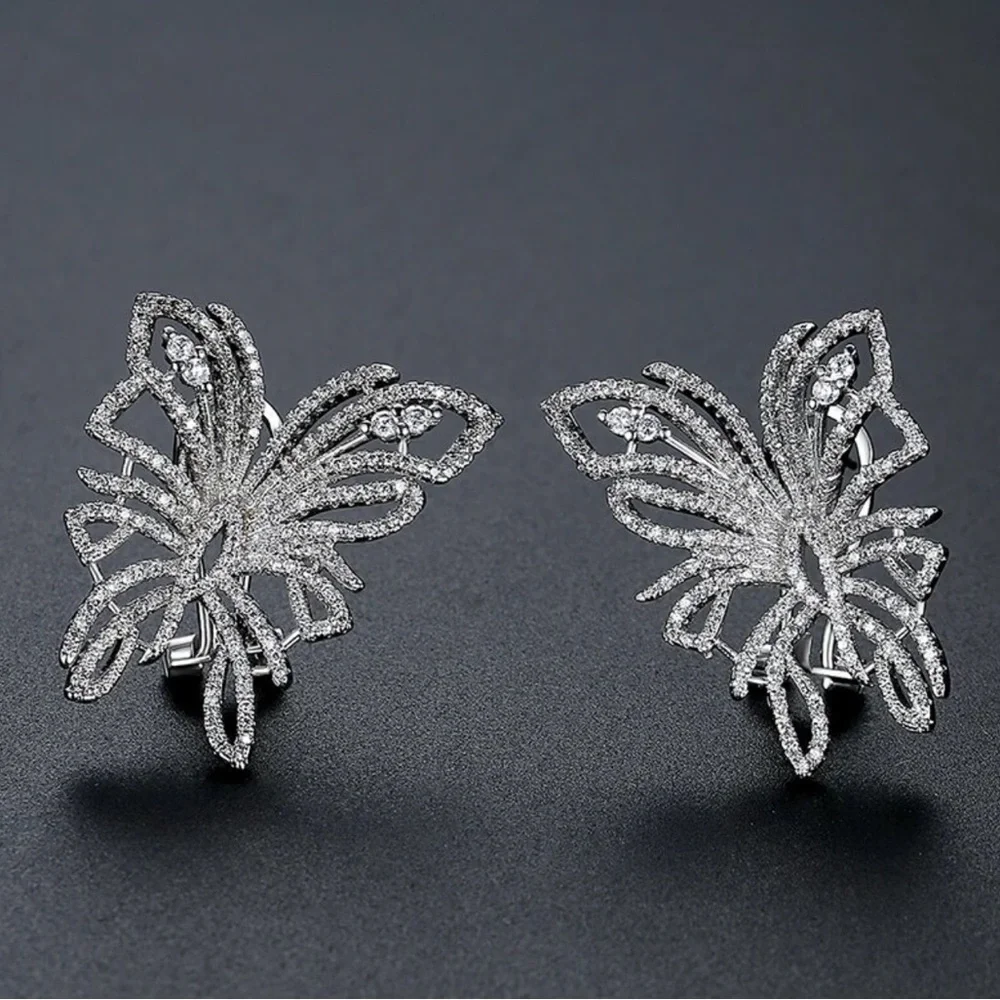 Swarovski Crystals Lever Back Butterfly Earrings The Zastsy
